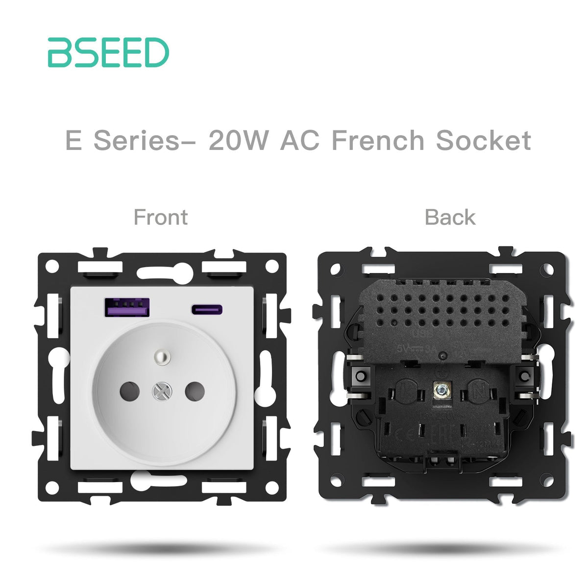 BSEED DIY Part Customized Free Combinations Mechanical Switch Socket Insert White Color Crystal Glass Panel Light Switches Bseedswitch FR Socket with 20W AC 