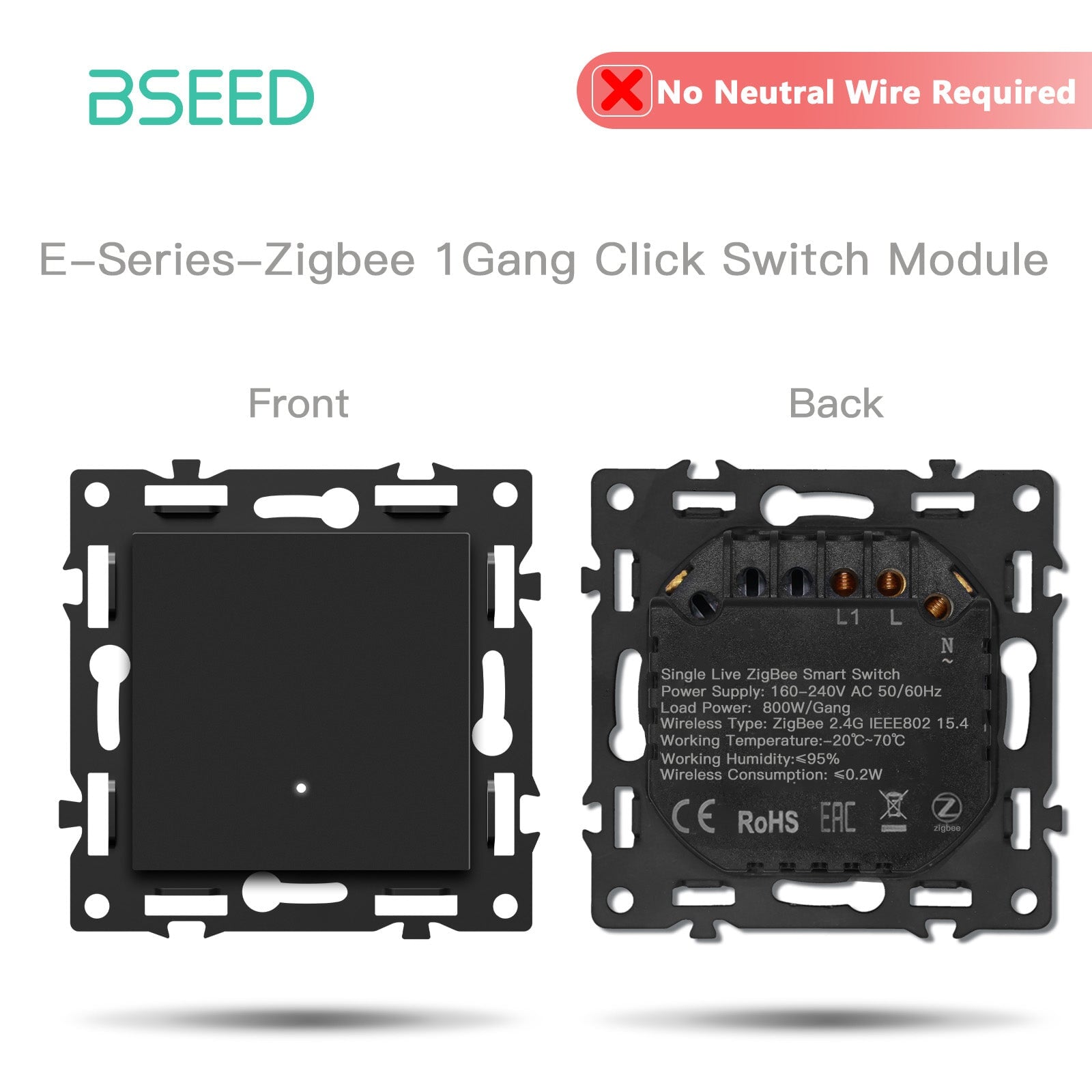 BSEED DIY Part Customized Free Combinations Mechanical Switch Socket Insert Black Color Crystal Glass Panel Light Switches Bseedswitch Zigbee 1 Gang Switch No Neutral 