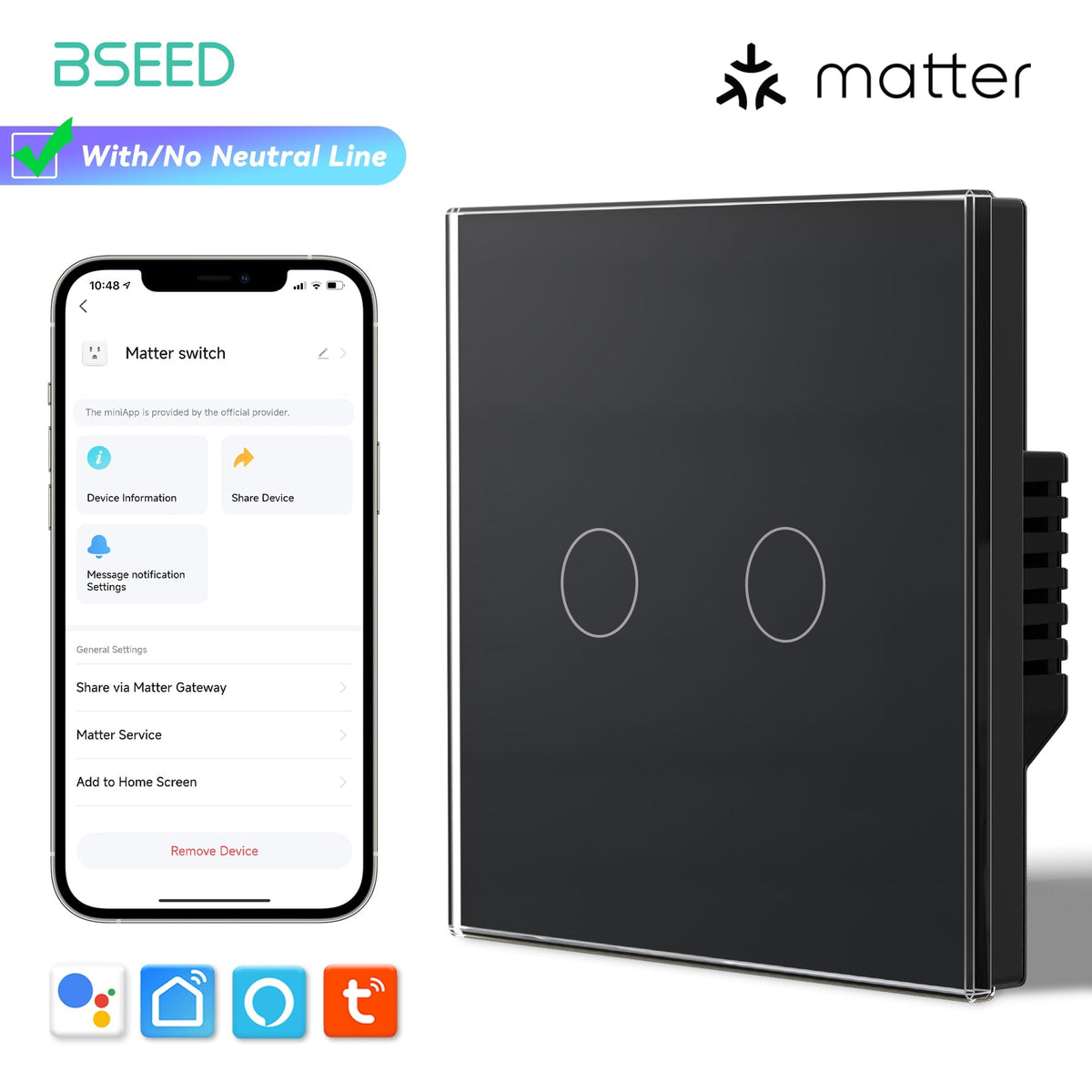 Bseed Smart Matter Wifi Light Switch Electrical Wall Light switches