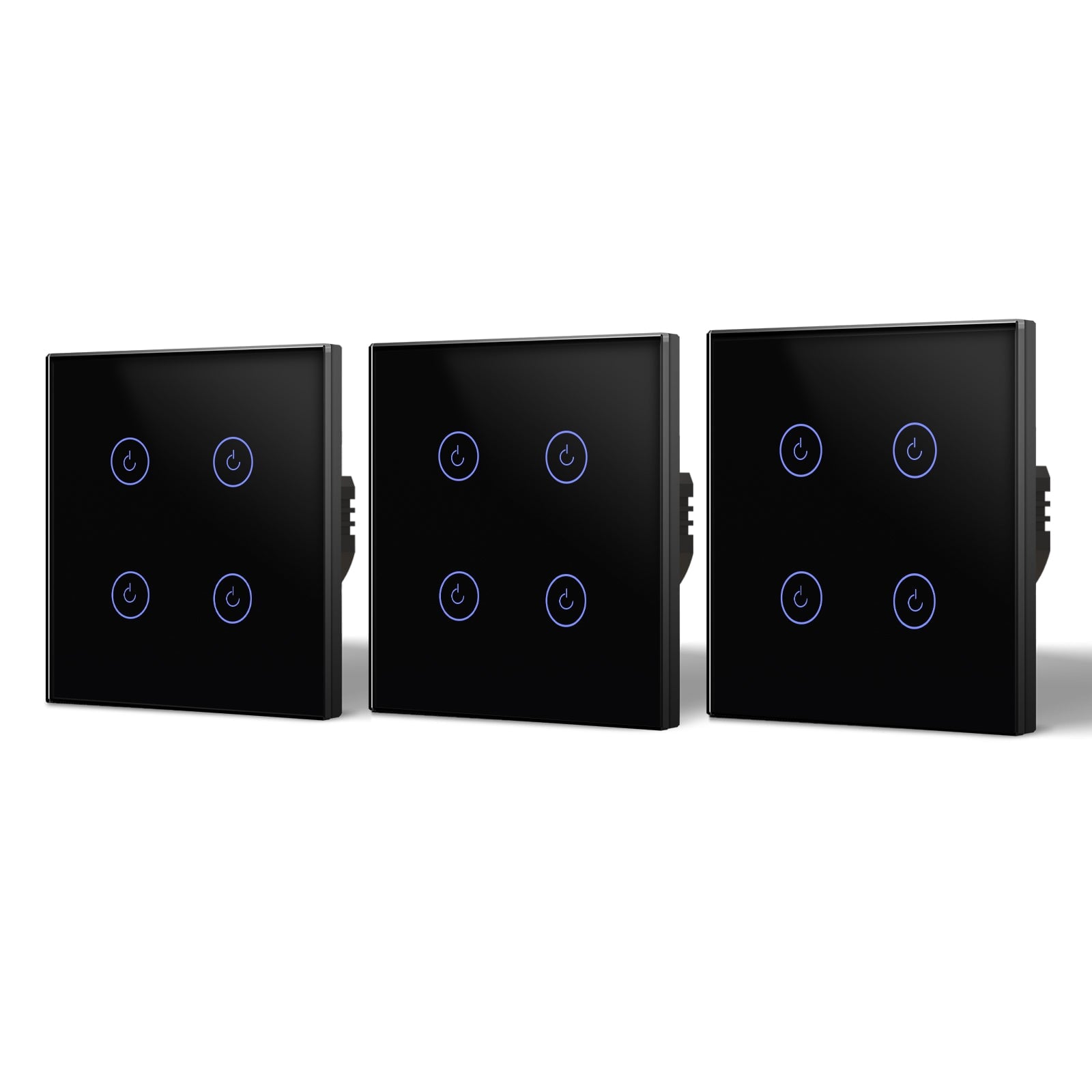 Bseed Smart Wifi Light Switch Wall Switch (With Neutral) Light Switches Bseedswitch Black 3Pcs/Pack 4 Gang
