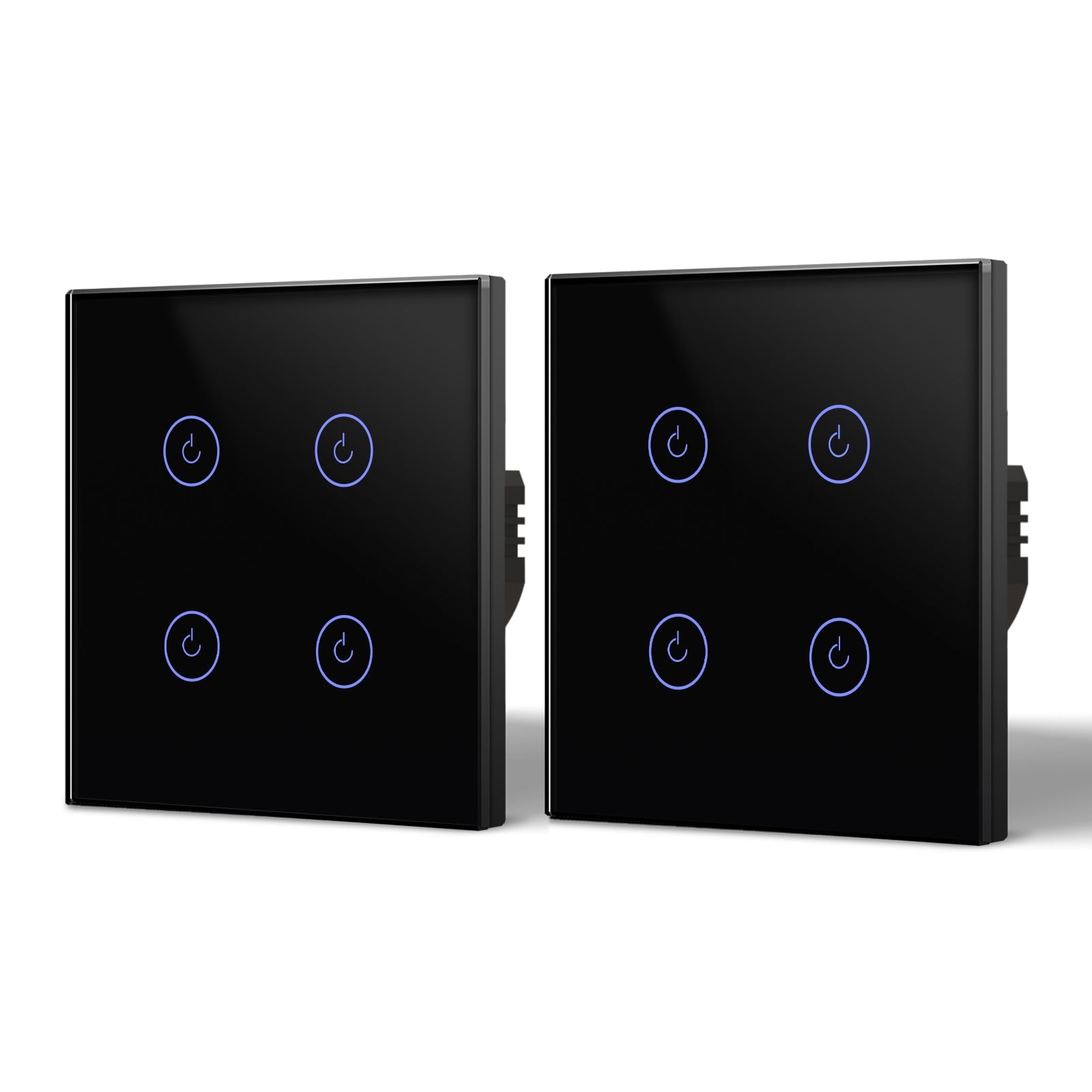 Bseed Smart Wifi Light Switch Wall Switch (With Neutral) Light Switches Bseedswitch Black 2Pcs/Pack 4 Gang
