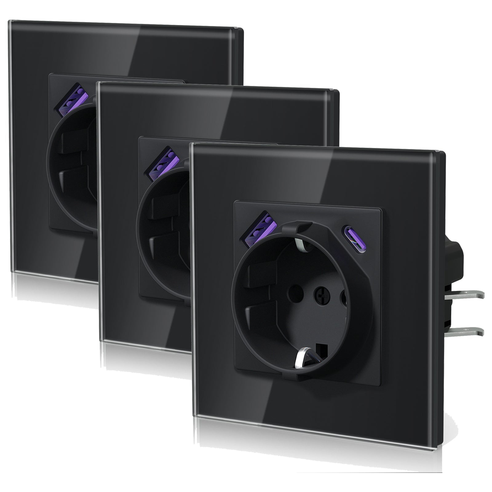 BSEED 20W EU sockets with Fast Charge Type-C USB with Claw technology Power Outlets & Sockets Bseedswitch Black Single 3 PCS/ PACK