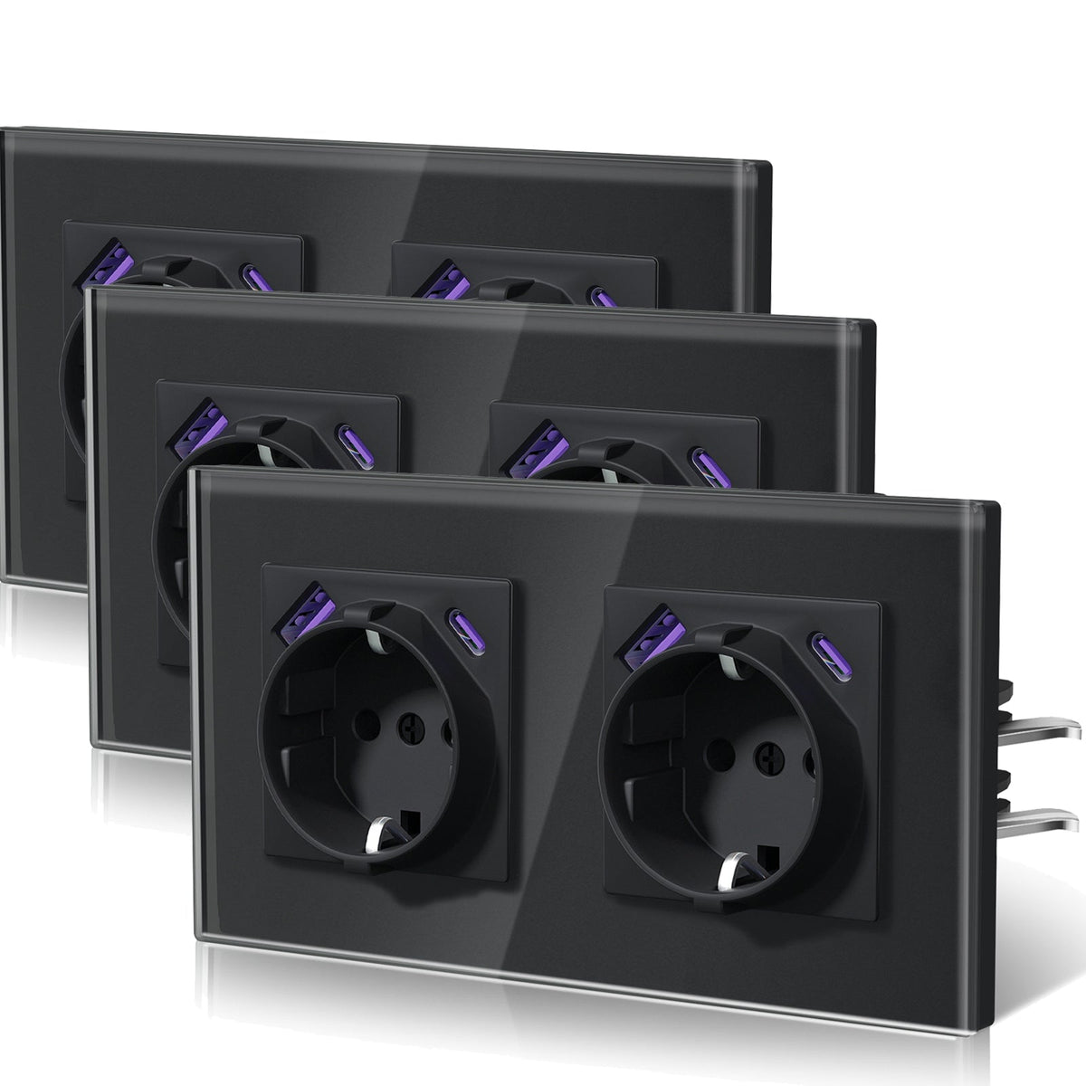 BSEED 20W EU sockets with Fast Charge Type-C USB with Claw technology Power Outlets & Sockets Bseedswitch Black Double 3 PCS/ PACK