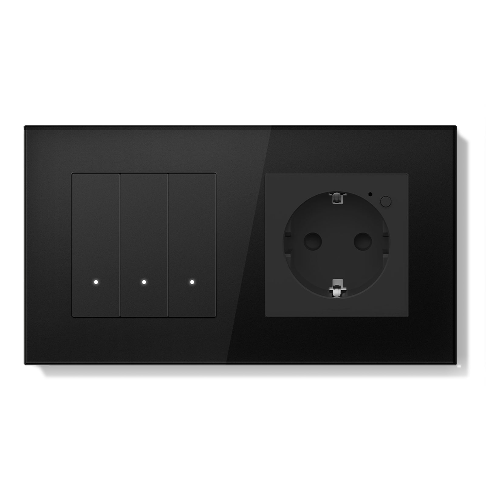 Interruptor inteligente Echo Series Wifi con enchufe individual inteligente Wifi EU 157mm, requiere línea neutra, enchufes y tomas Bseedswitch Negro 3 Gang 
