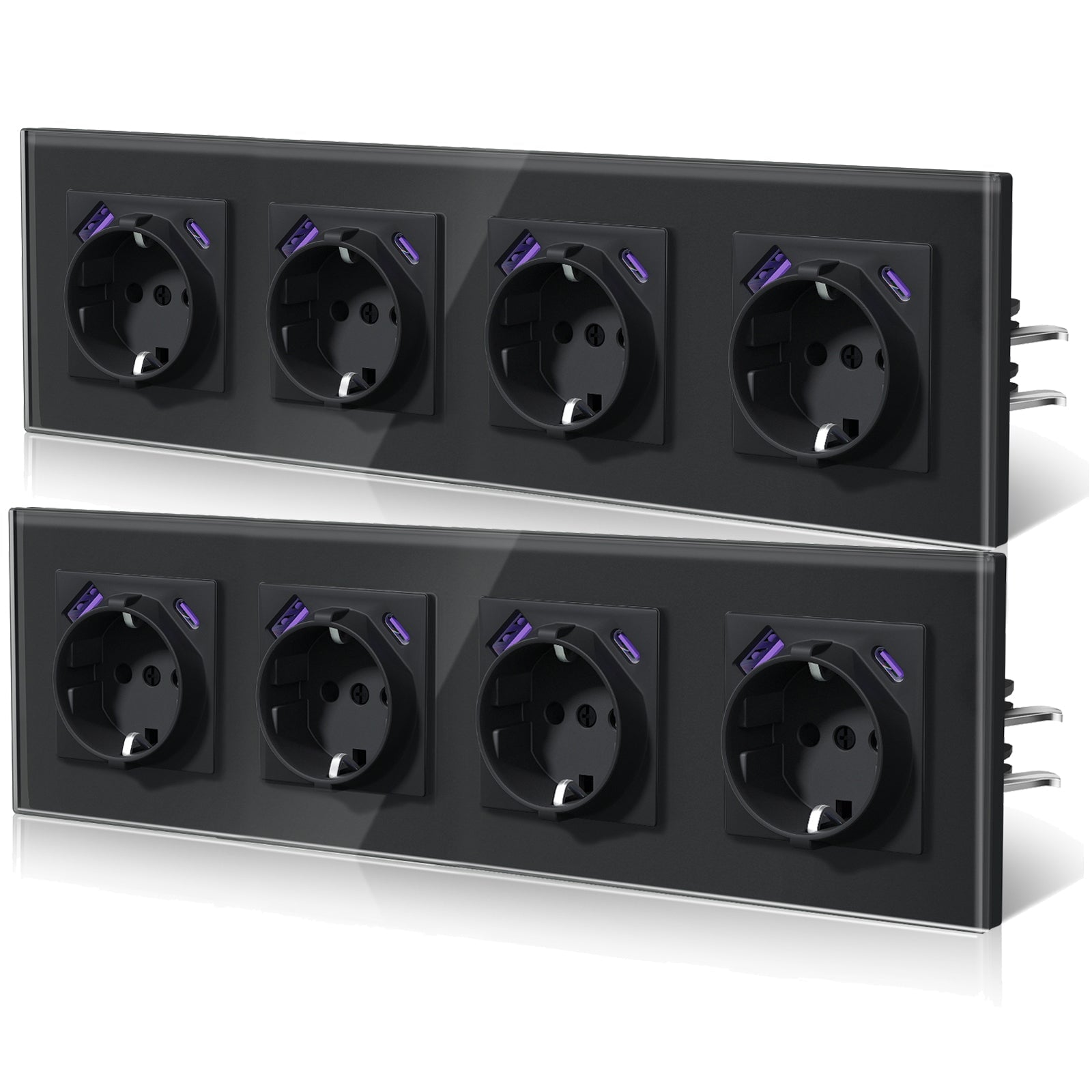 BSEED 20W EU sockets with Fast Charge Type-C USB with Claw technology Power Outlets & Sockets Bseedswitch Black Quadruplet 2 PCS/ PACK