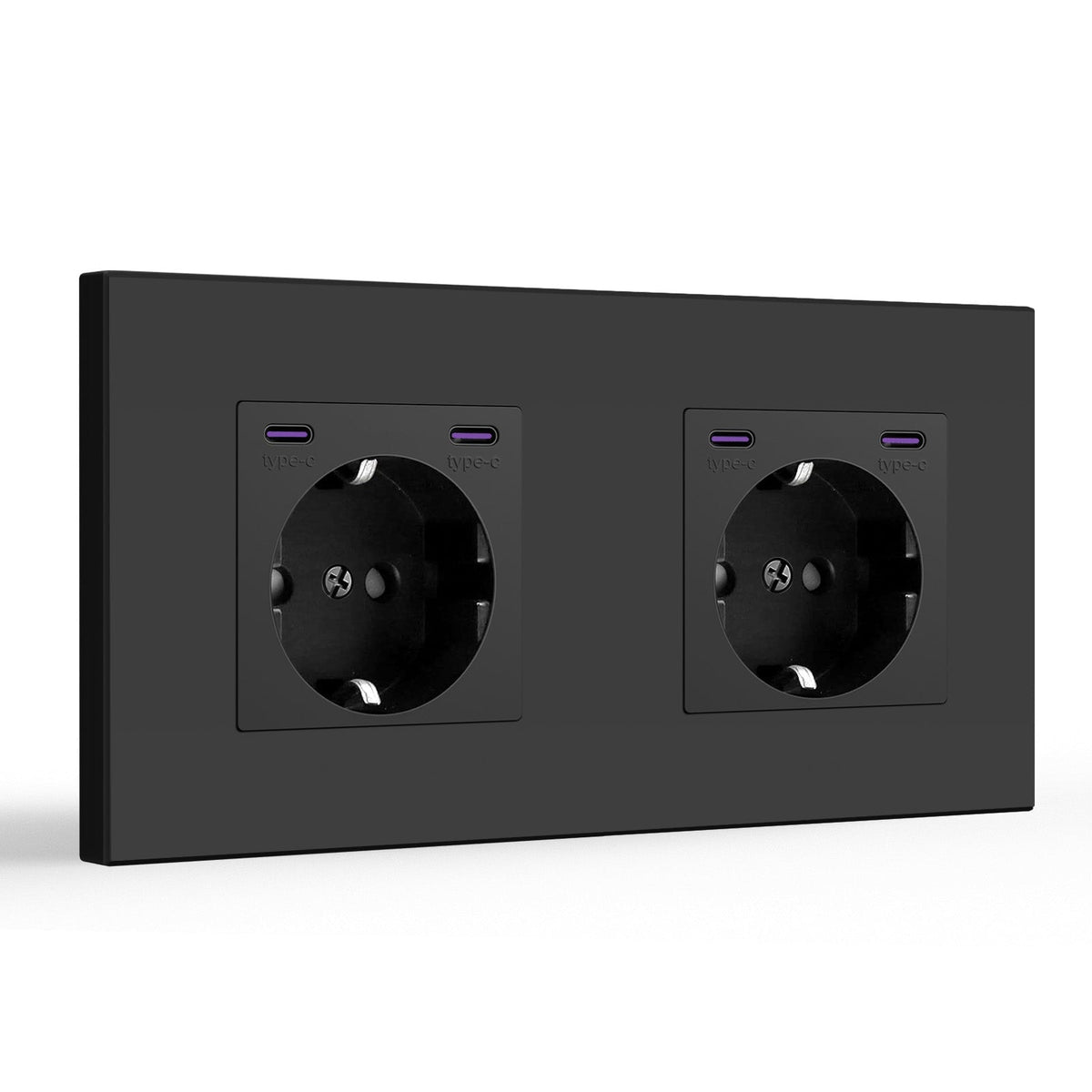 BSEED EU sockets with 20W Double Type-C Interface Outlet Wall Socket Plastic Panel Power Outlets & Sockets Bseedswitch Black Double 