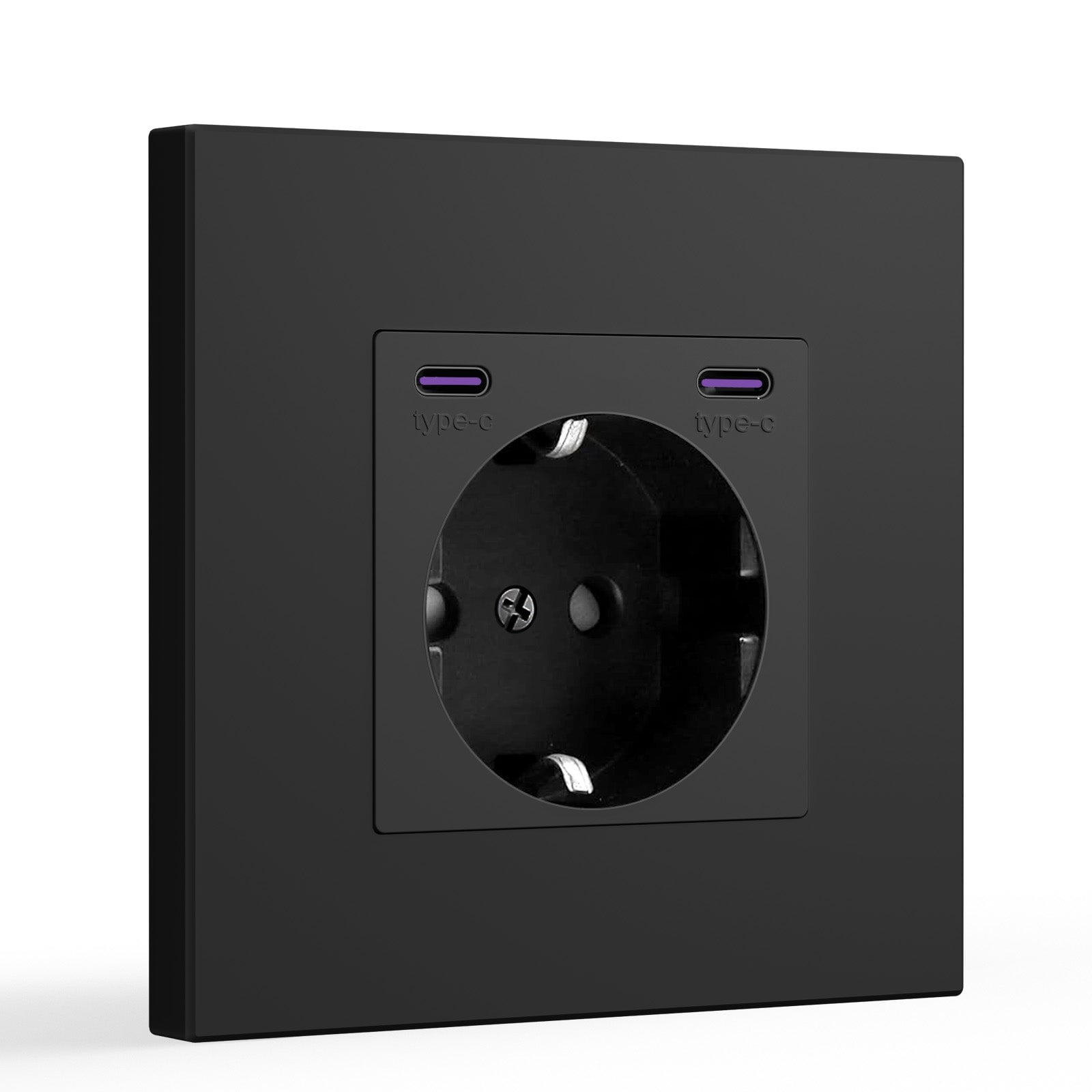 BSEED EU sockets with 20W Double Type-C Interface Outlet Wall Socket Plastic Panel Power Outlets & Sockets Bseedswitch Black Single 