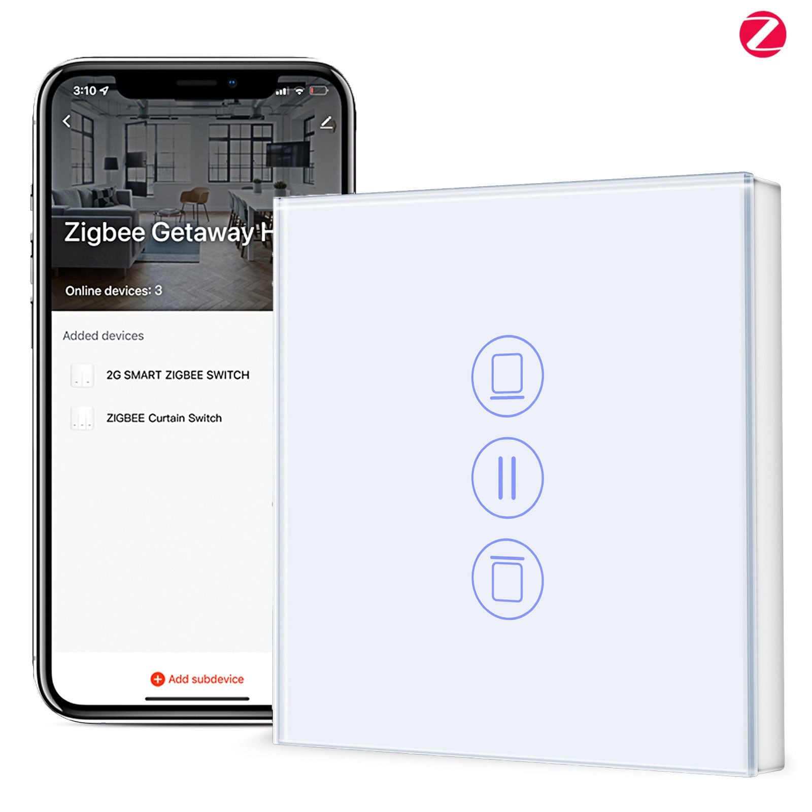 BSEED Zigbee Blind Switch Smart Wall Touch Switch Smart Roller Shutter Switch blind switch Bseedswitch White 