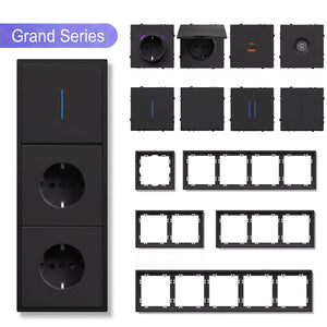 Grand Series DIY Part Customized free combinations Plastic Panels Black Color Power Outlets & Sockets Bseedswitch 