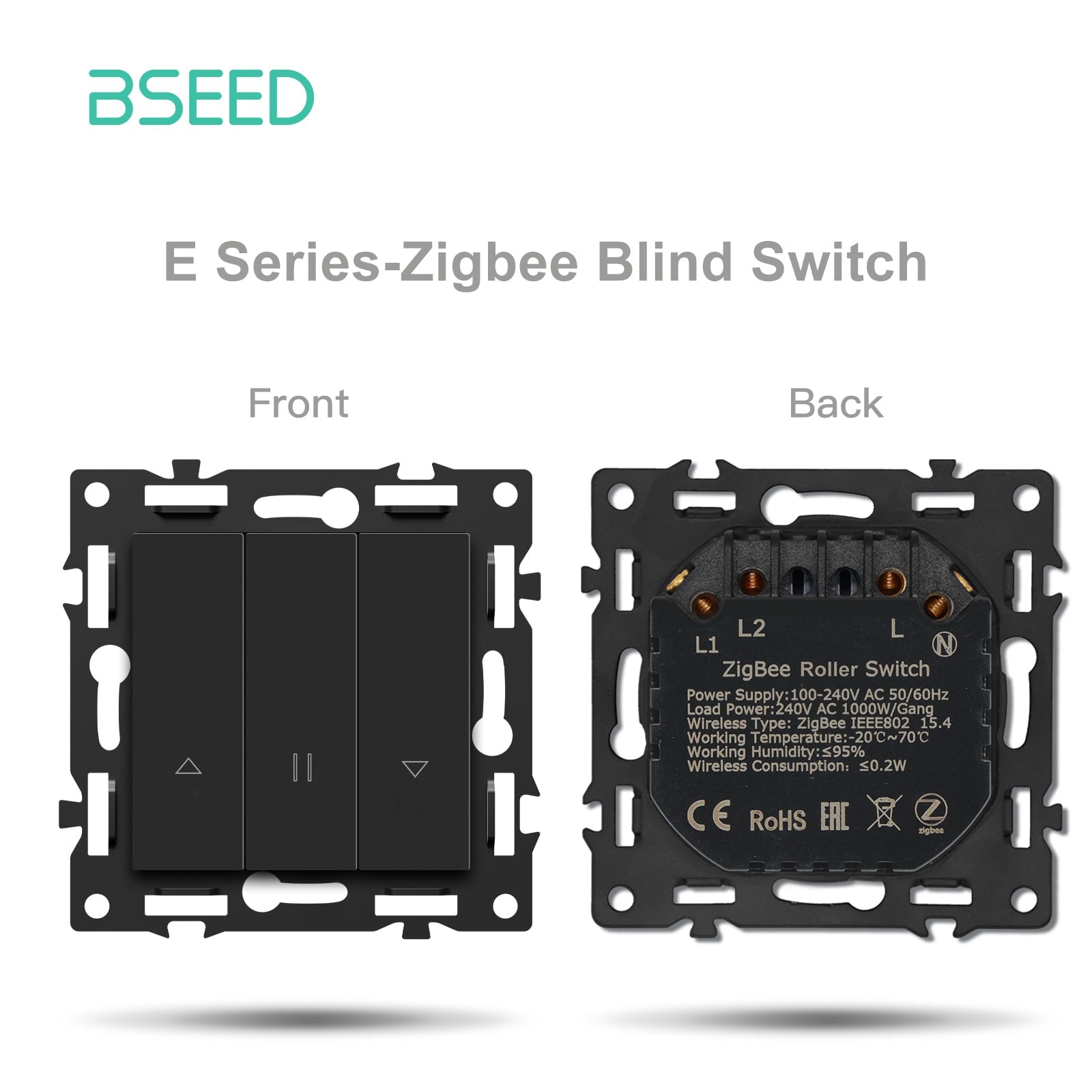 BSEED DIY Part Customized Free Combinations Mechanical Switch Socket Insert Black Color Crystal Glass Panel Light Switches Bseedswitch Zigbee Blind Switch 
