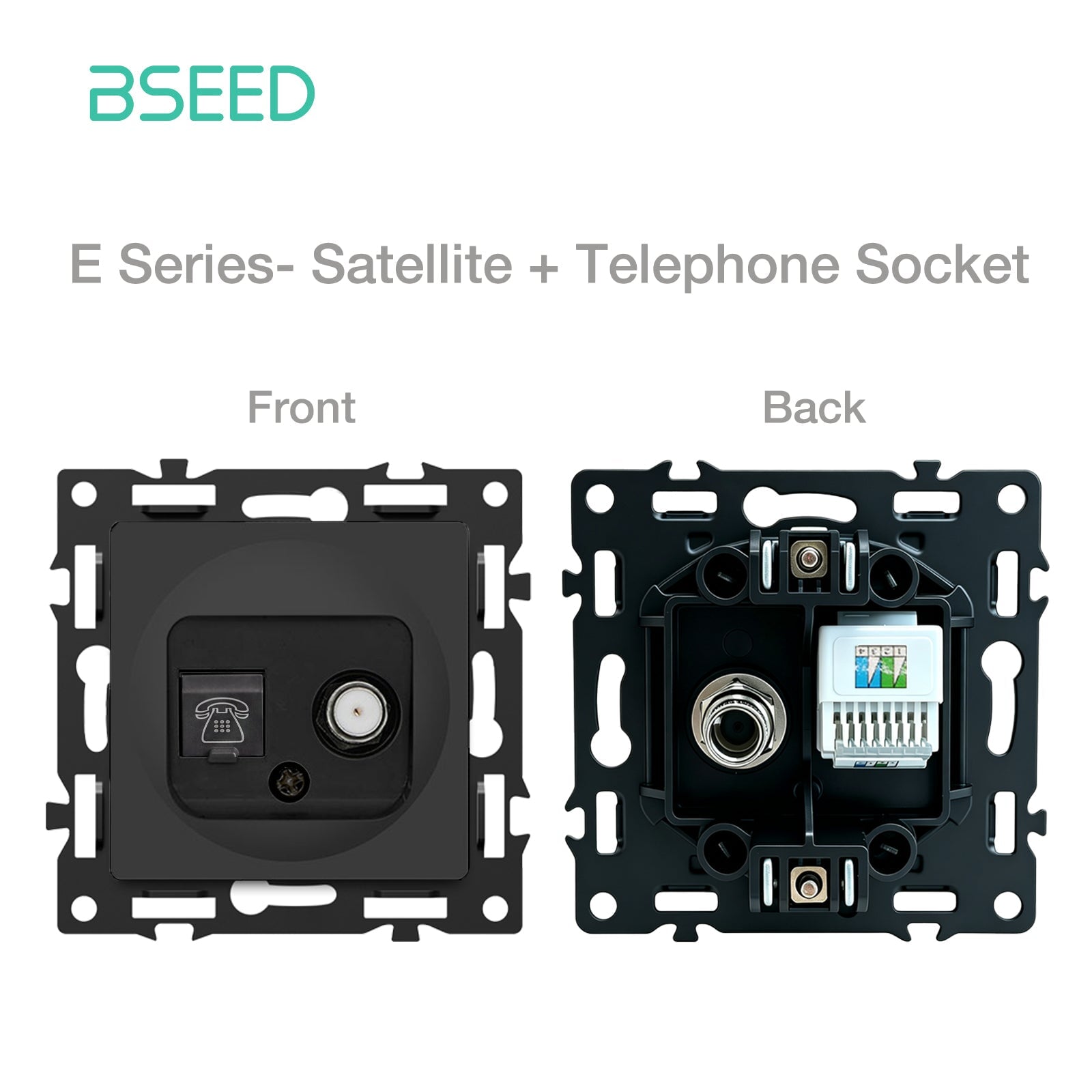 BSEED DIY Part Customized Free Combinations Mechanical Switch Socket Insert Black Color Crystal Glass Panel Light Switches Bseedswitch Satellite Socket with Telephone Socket 