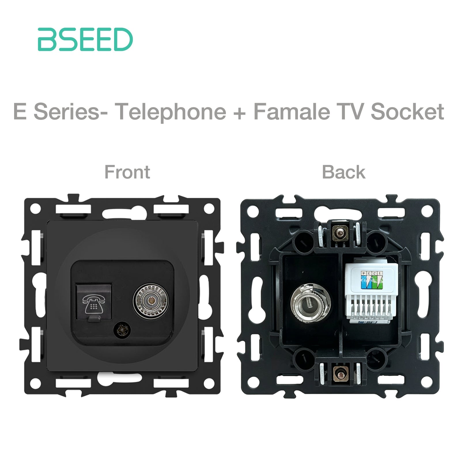 BSEED DIY Part Customized Free Combinations Mechanical Switch Socket Insert Black Color Crystal Glass Panel Light Switches Bseedswitch Telephone Socket with Female TV Socket 