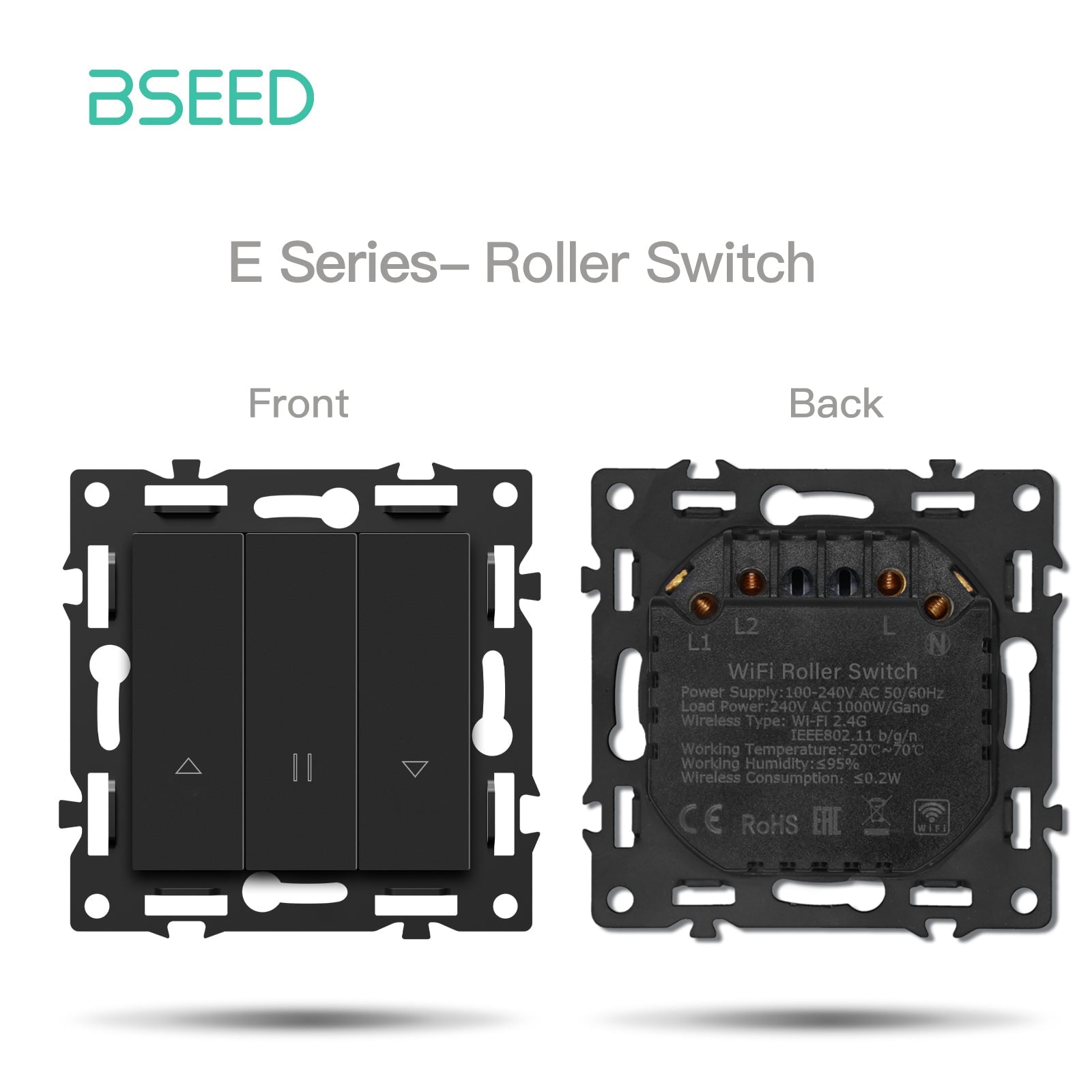 BSEED DIY Part Customized Free Combinations Mechanical Switch Socket Insert Black Color Crystal Glass Panel Light Switches Bseedswitch Wifi Blind Switch 