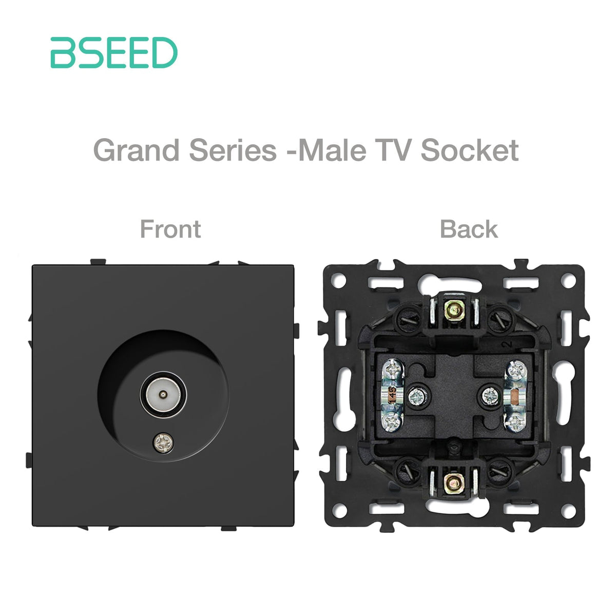 Grand Series DIY Part Customized free combinations Plastic Panels Black Color Power Outlets & Sockets Bseedswitch Male Televison Socket 