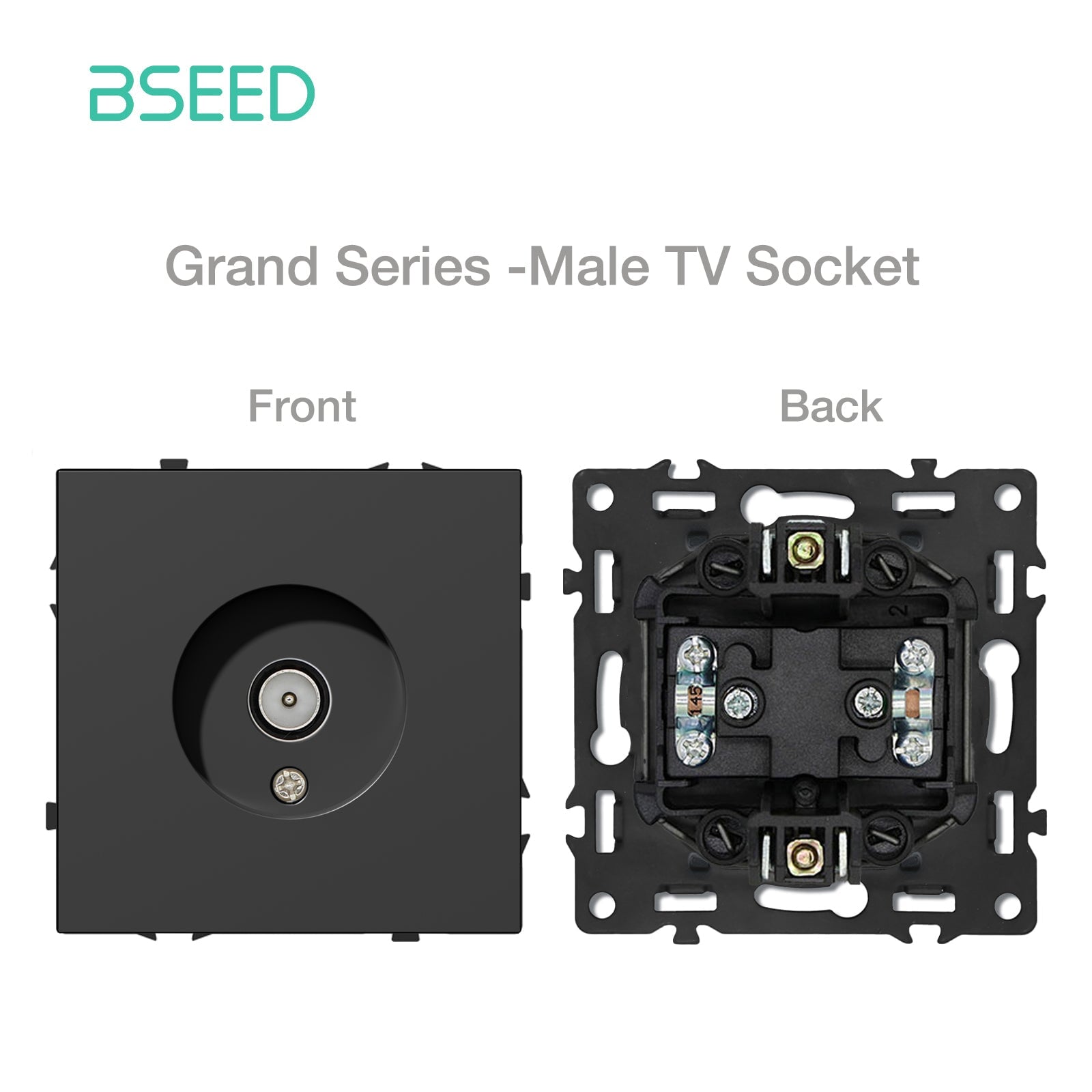 Grand Series DIY Part Customized free combinations Plastic Panels Black Color Power Outlets & Sockets Bseedswitch Male Televison Socket 