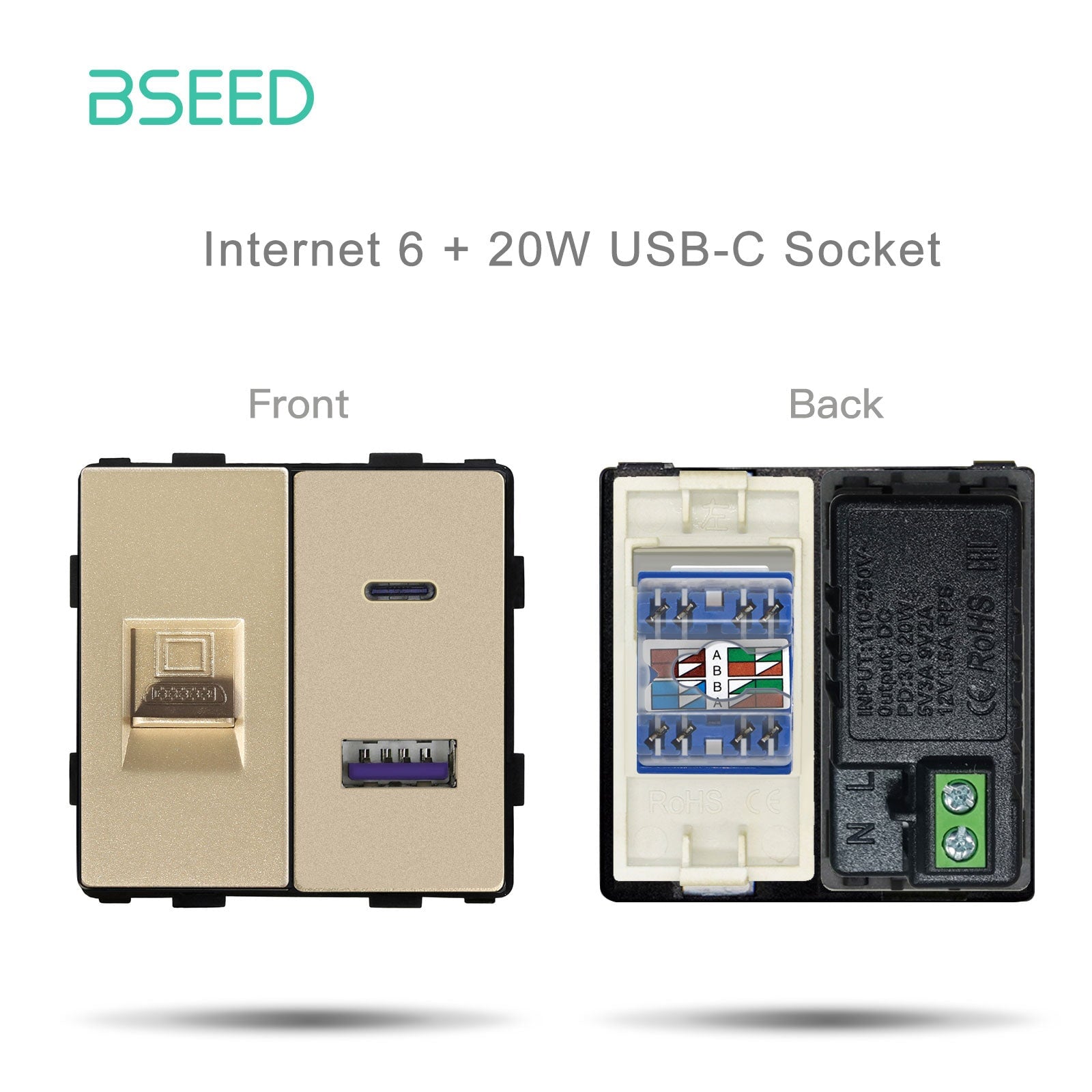 Bseed EU UK Russia Standard Plastic Socket Button Switch Function Key DIY Home Improvement Wall Plates & Covers Bseedswitch Gold Computer With USB-C Function Key 