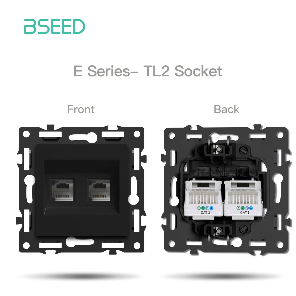 BSEED DIY Part Customized Free Combinations Mechanical Switch Socket Insert Black Color Crystal Glass Panel Light Switches Bseedswitch Double Telephone Socket CAT3 