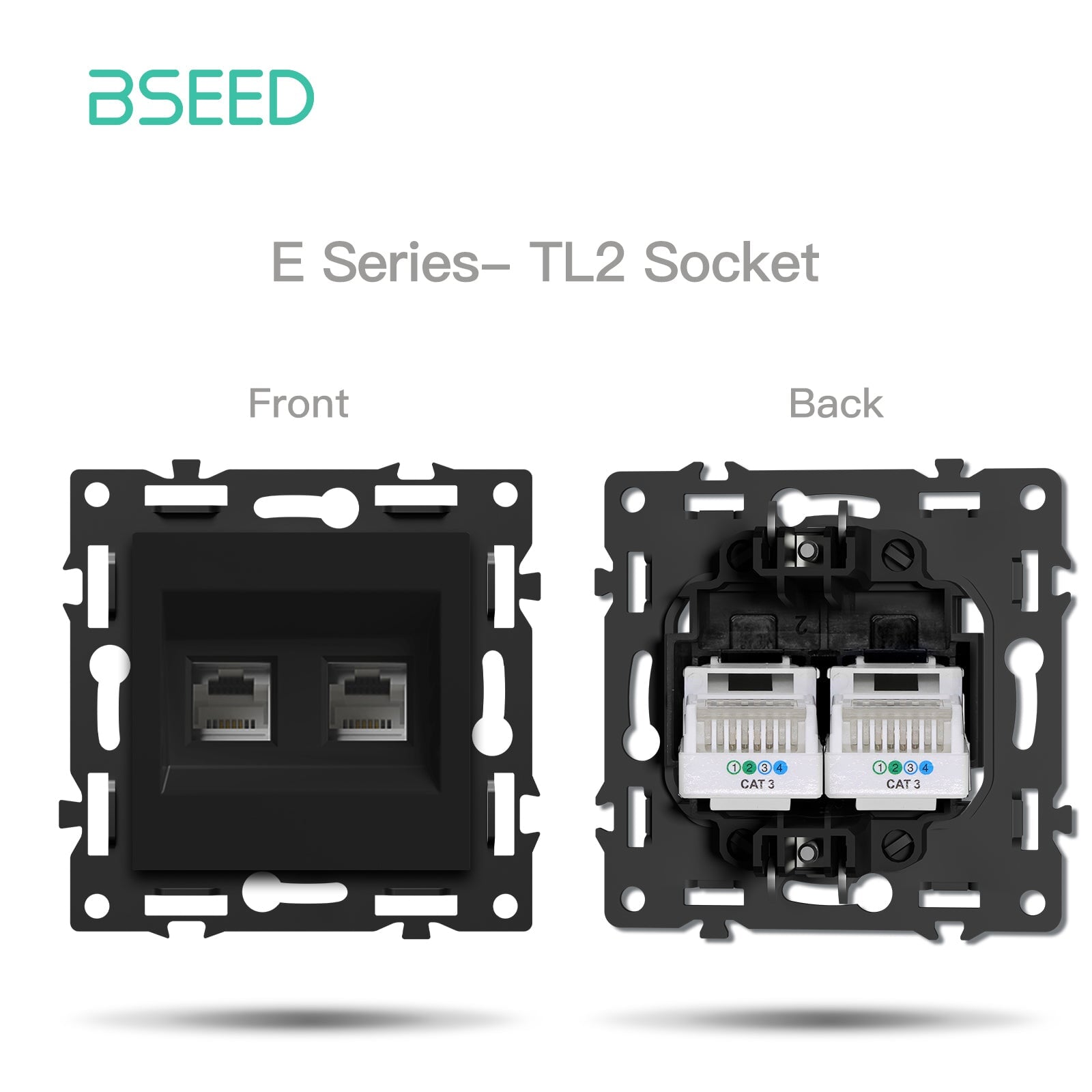 BSEED DIY Part Customized Free Combinations Mechanical Switch Socket Insert Black Color Crystal Glass Panel Light Switches Bseedswitch Double Telephone Socket CAT3 