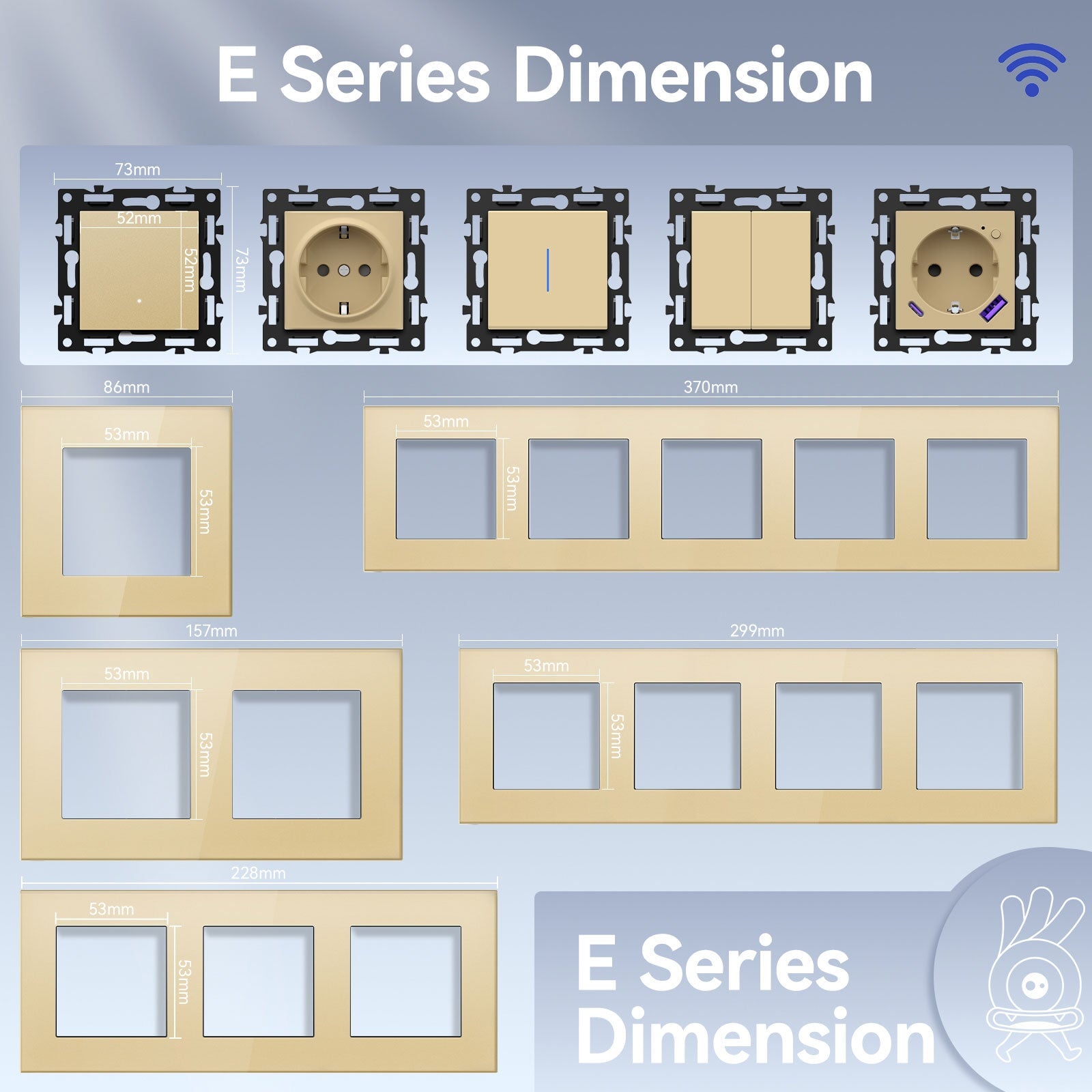 Click Series DIY Part Customized Free Combinations Smart Wifi Switch Socket Insert Gold Color Crystal Glass Panel Light Switches Bseedswitch 