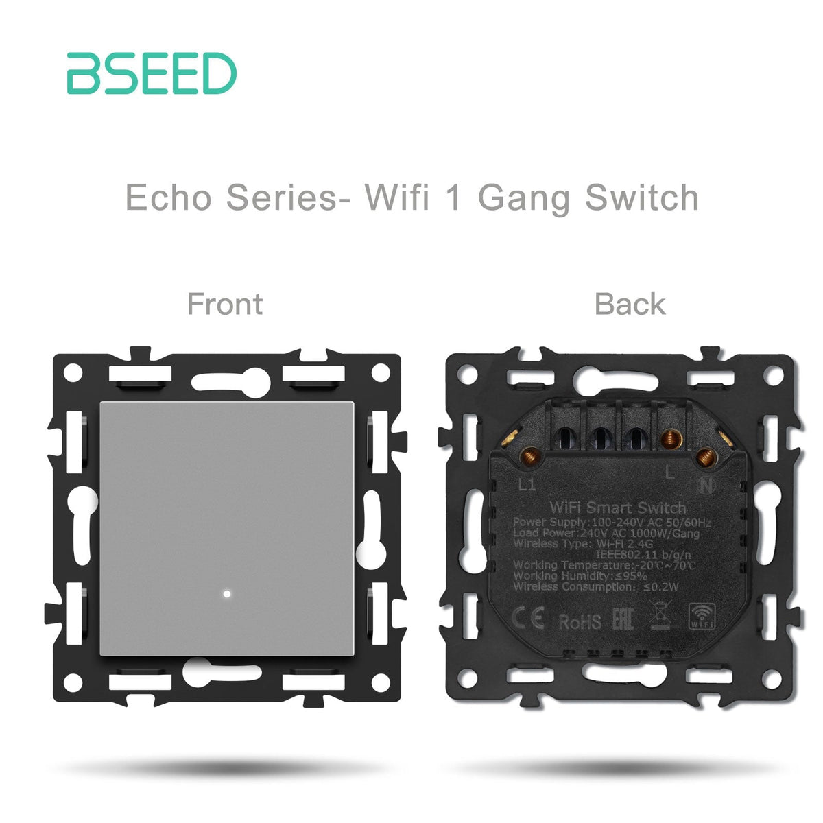 Click Series DIY Part Customized Free Combinations Smart Wifi Switch Socket Insert Grey Color Crystal Glass Panel Light Switches Bseedswitch Wifi 1 Gang Switch Required Neutral Line 