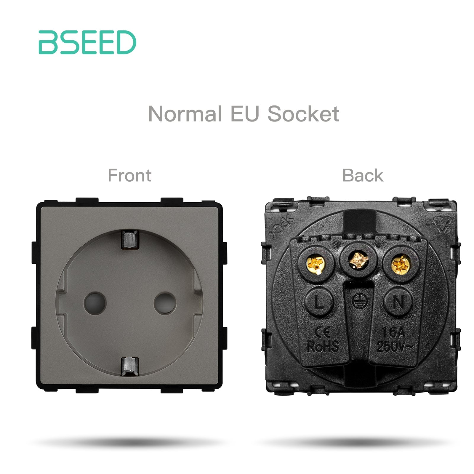 Bseed EU UK Russia Standard Plastic Socket Button Switch Function Key DIY Home Improvement Wall Plates & Covers Bseedswitch Grey Touch EU Socket Function Key 