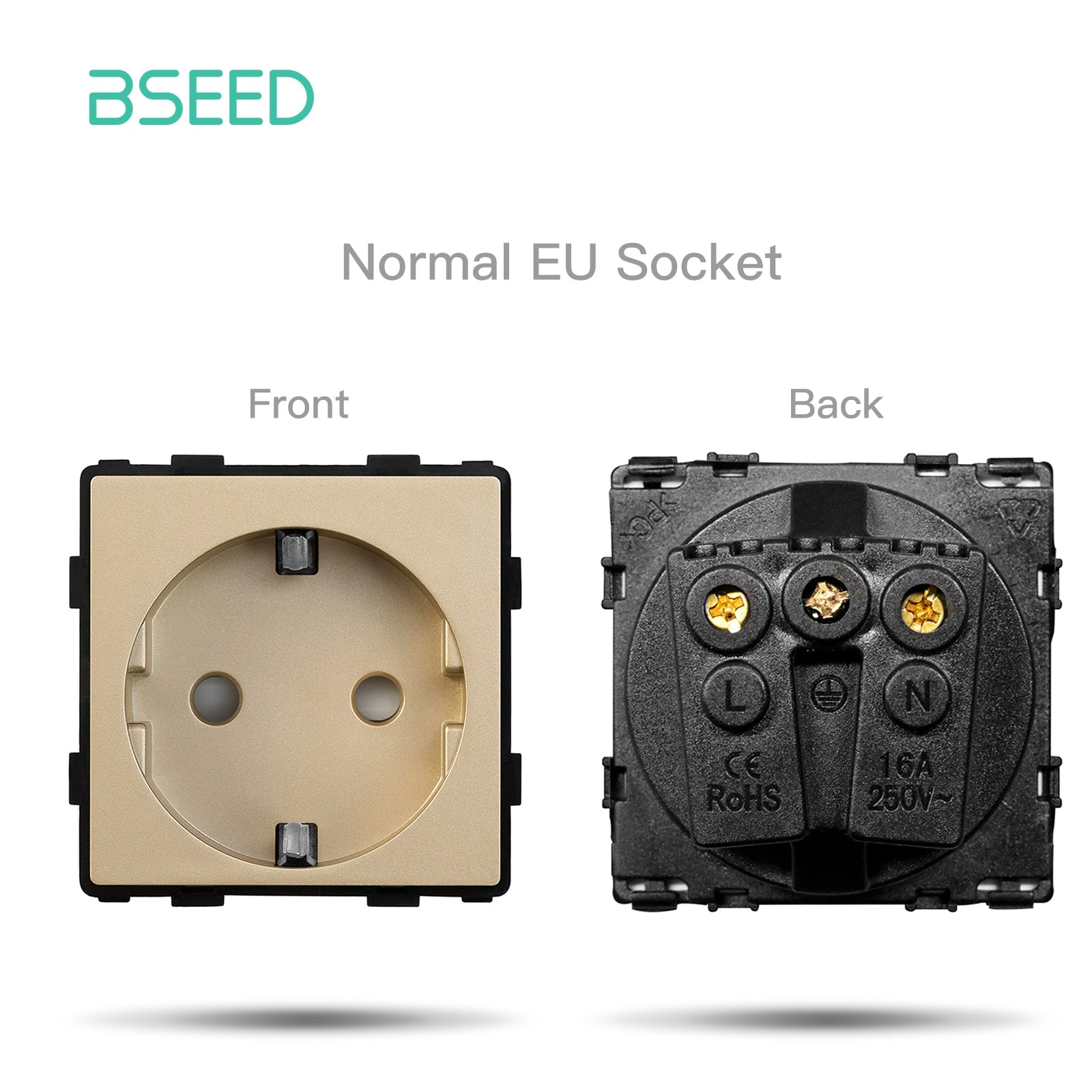 Bseed EU UK Russia Standard Plastic Socket Button Switch Function Key DIY Home Improvement Wall Plates & Covers Bseedswitch Gold Touch EU Socket Function Key 