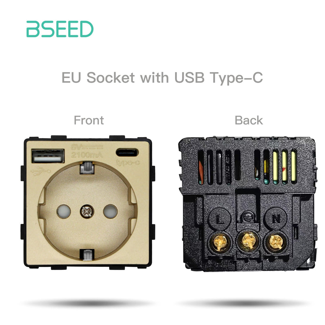 BSEED EU Type-C Interface Outlet Wall Socket 16A 20W USB-C Charge