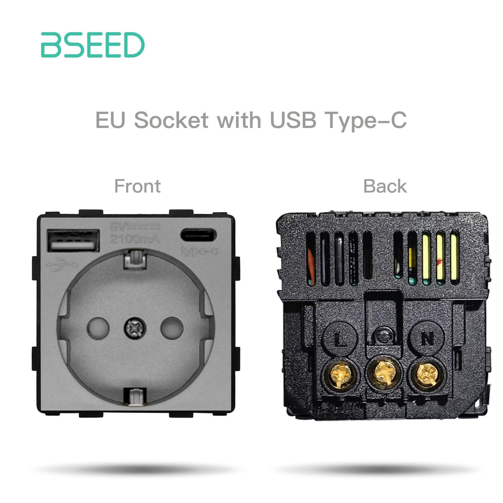 BSEED EU Type-C Interface Outlet Wall Socket 16A 20W USB-C Charge
