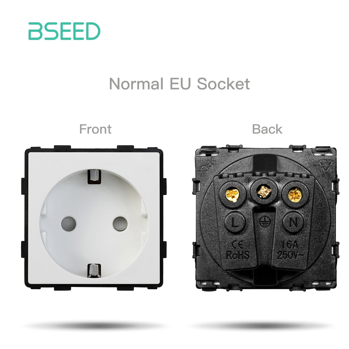 Bseed EU UK Russia Standard Plastic Socket Toggle Switch Function Key DIY Home Improvement Wall Plates & Covers Bseedswitch White Touch EU Socket Function Key 