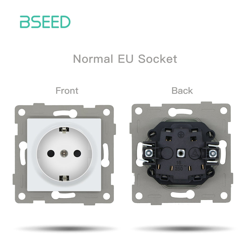 BSEED EU standard Function Key Cover Socket with Claw technology DIY Parts Power Outlets & Sockets Bseedswitch WHITE normal eu socket 