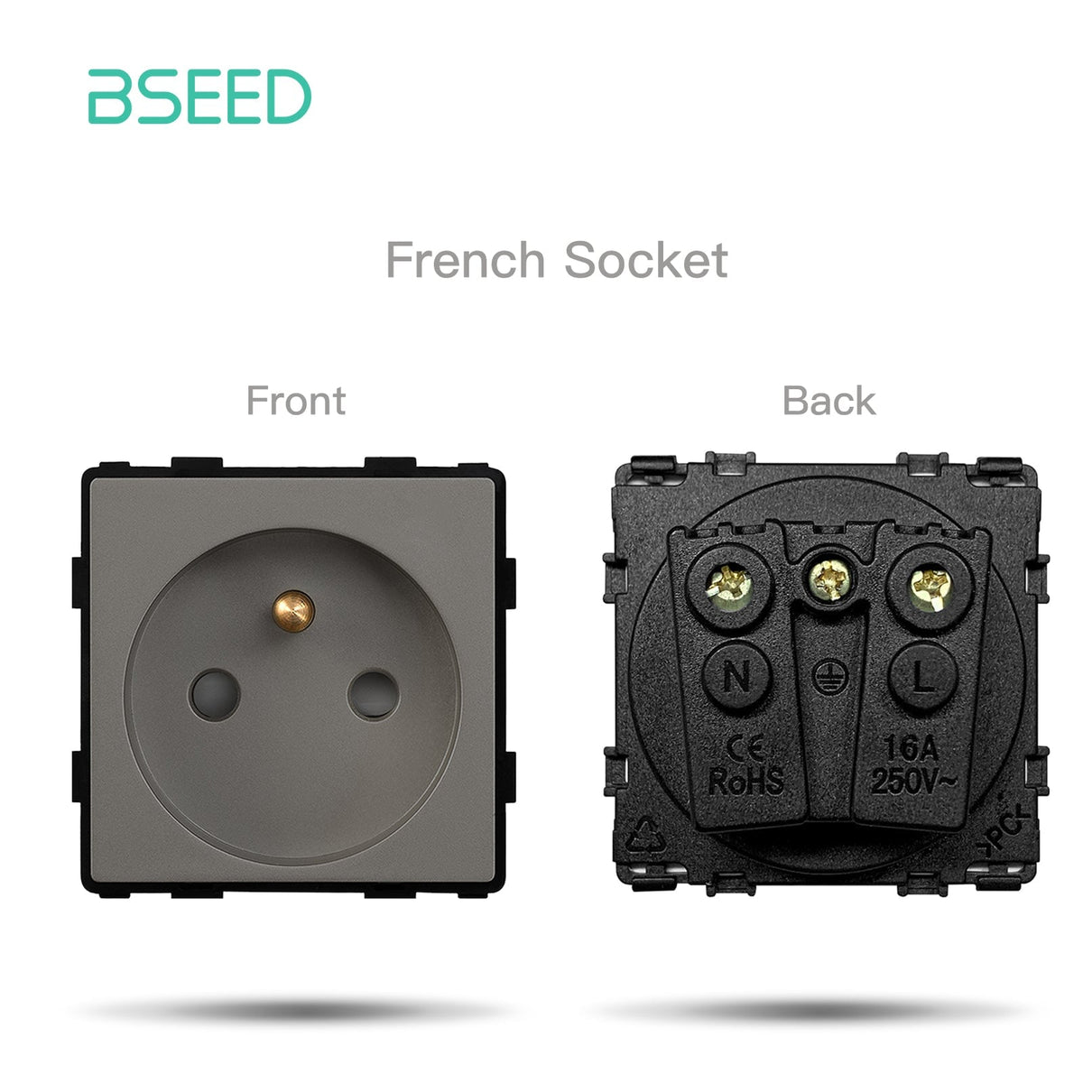 Bseed EU UK Russia Standard Plastic Socket Button Switch Function Key DIY Home Improvement Wall Plates & Covers Bseedswitch Grey Touch Fr Socket Function Key 