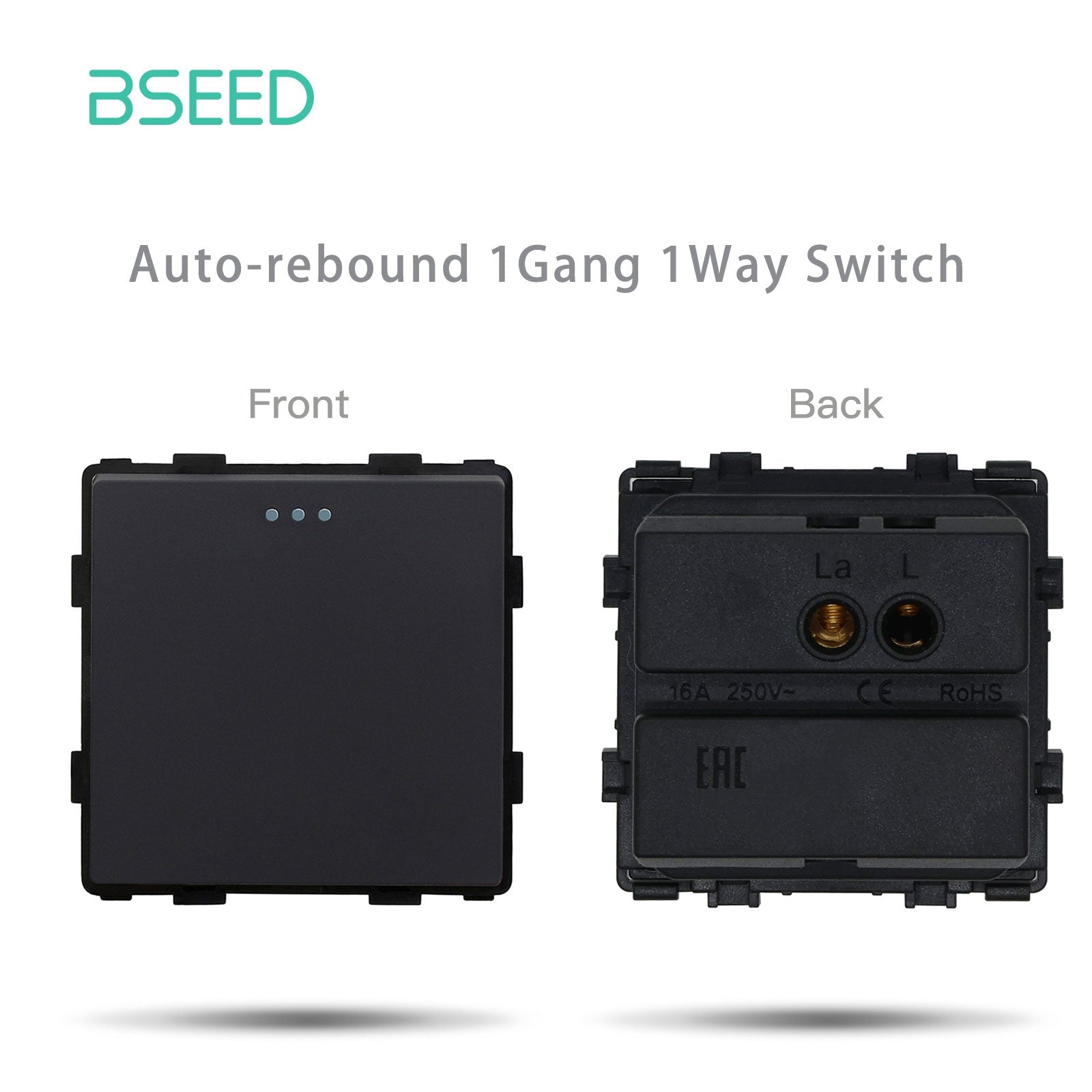 Bseed Crystal Glass Frame Smart Switch Socket Frame Wall Eclectic power socket Wall Plug Function Parts DIY Free Combination Black Color Power Outlets & Sockets Bseedswitch Automatic rebound 1Gang 1Way Switch 