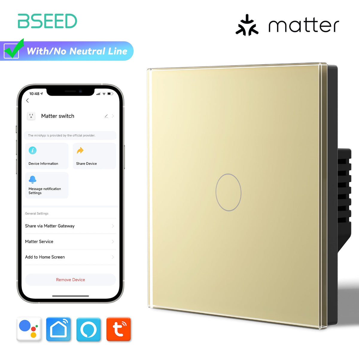 Bseed Smart Matter Wifi Light Switch Electrical Wall Light switches