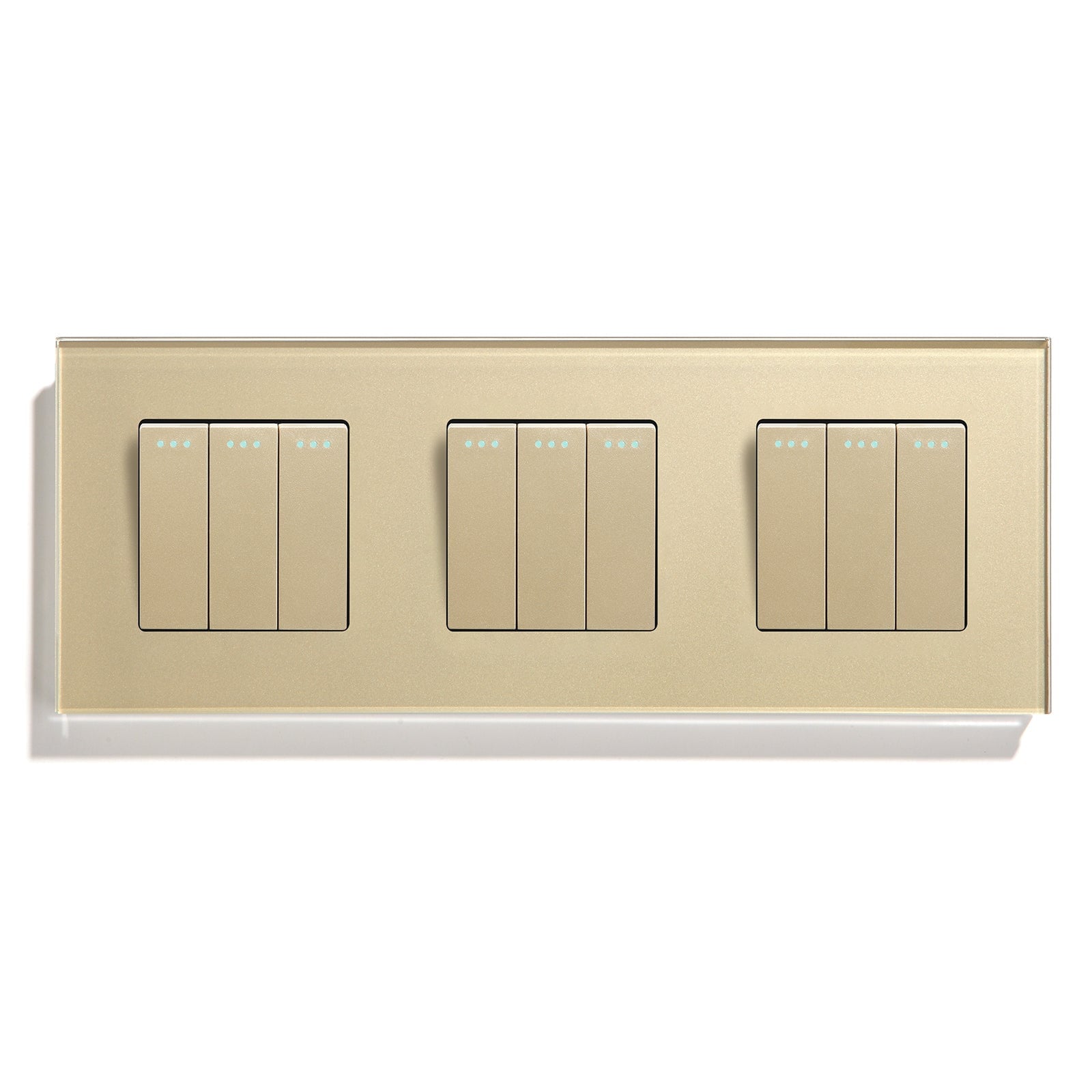 Bseed 2Way Button Light Switch Mechanical Switches Crossbar Switch 228mm Light Switches Bseedswitch Gold 3Gang+3Gang+3Gang 