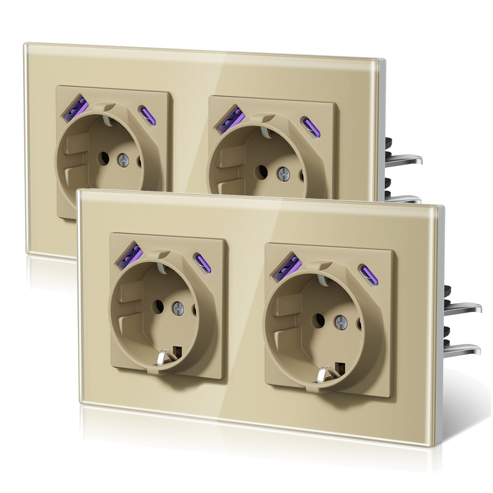 BSEED 20W EU sockets with Fast Charge Type-C USB with Claw technology Power Outlets & Sockets Bseedswitch Gold Double 2 PCS/ PACK