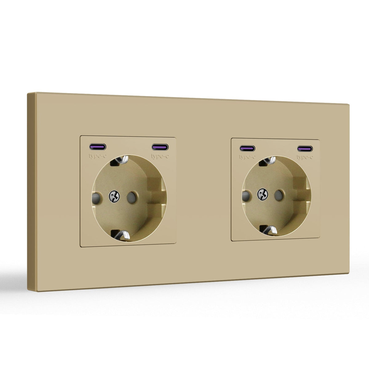BSEED EU sockets with 20W Double Type-C Interface Outlet Wall Socket Plastic Panel Power Outlets & Sockets Bseedswitch Gold Double 