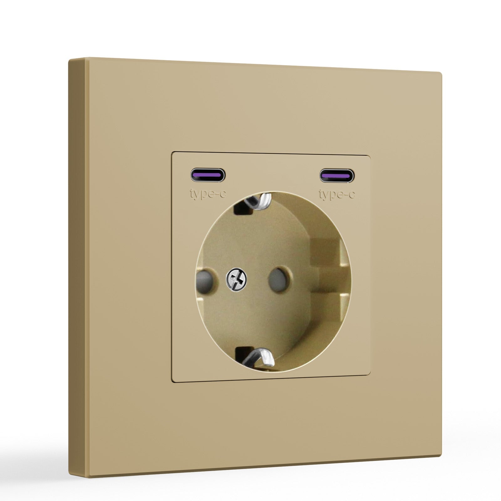 BSEED EU sockets with 20W Double Type-C Interface Outlet Wall Socket Plastic Panel Power Outlets & Sockets Bseedswitch Gold Single 