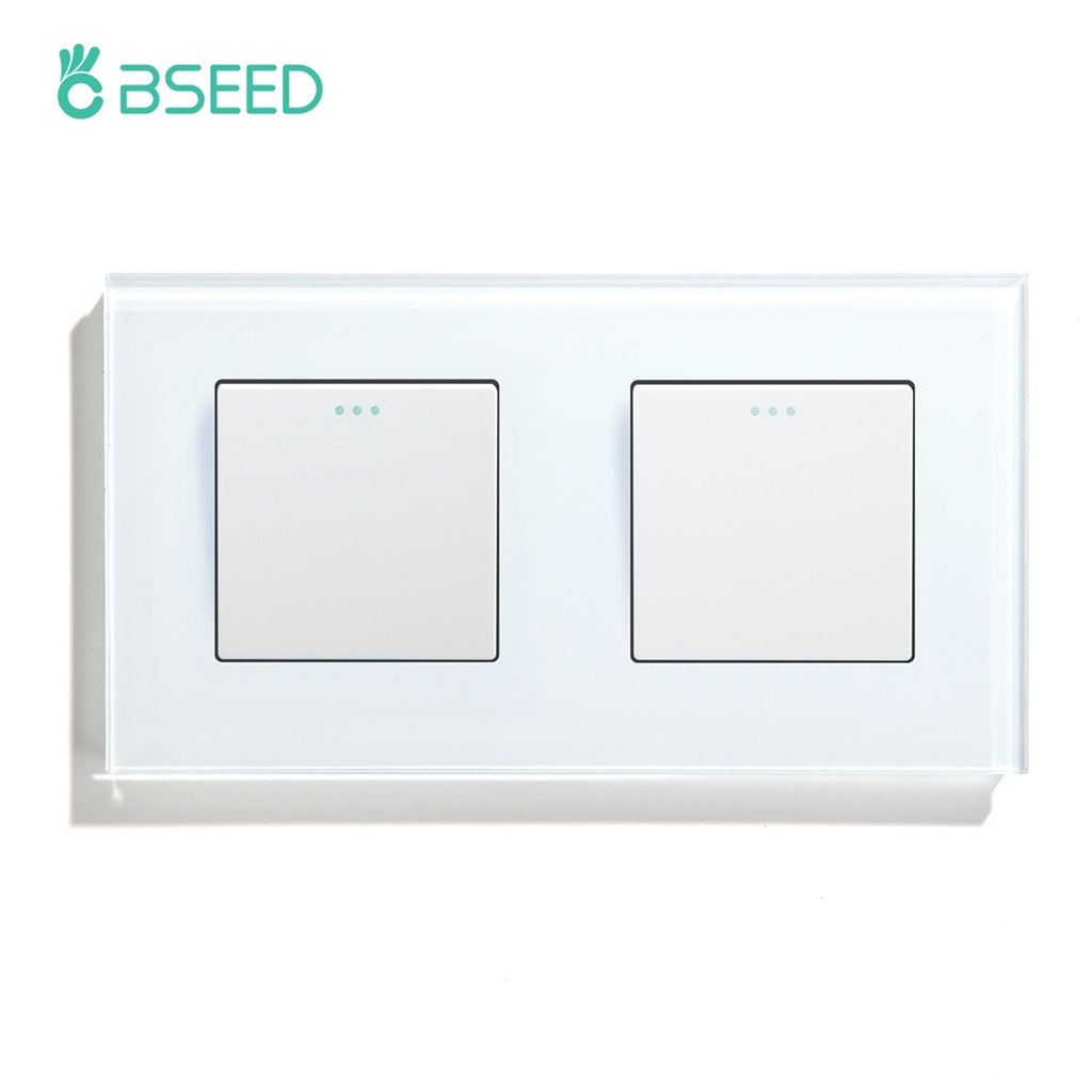 Bseed Button Light Switch 1/2/3 Gang 1Way Mechanical Switches Crossbar Switch 照明开关 Bseedswitch White 1Gang+1Gang 