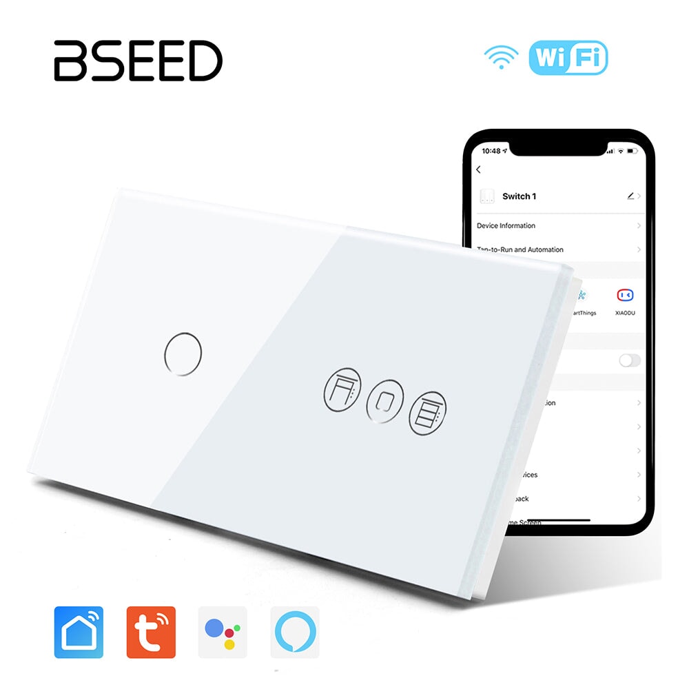 BSEED WiFi 1/2/3 Gang Switch 1/2/3 Way With Roller Shutter Switch Voice And APP Control Light Switches Bseedswitch 
