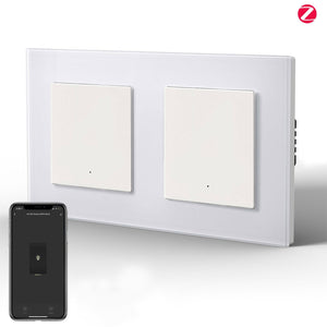 BSEED Double Smart Zigbee Light Switch (With Neutral) Hub required Switch work with tuya Alexa Light Switches Bseedswitch White 1 Gang 