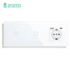 BSEED Double Touch 1/2/3 Gnag 1/2/3 Way Light Switch With EU Socket With Type-C Power Outlets & Sockets Bseedswitch White 1gang+1gang 1Way