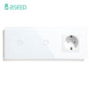 BSEED Double Touch 1/2/3 Gnag 1/2/3 Way Light Switch With EU Socket Power Outlets & Sockets Bseedswitch White 1gang+1gang 1Way