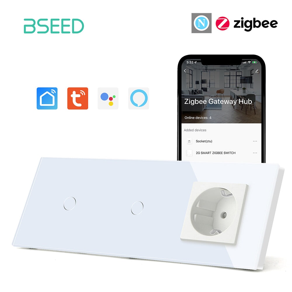 Bseed Double Zigbee Light Switches With EU Standard Not Smart Wall Sockets Light Switches Bseedswitch 