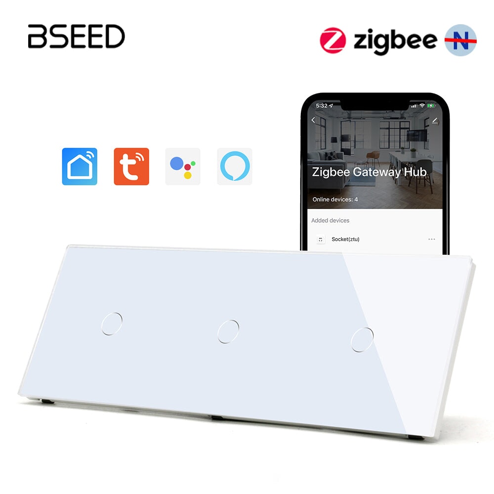 BSEED Triple Zigbee Switch 1/2/3 Gang 1/2/3 Way Light Switches Bseedswitch 