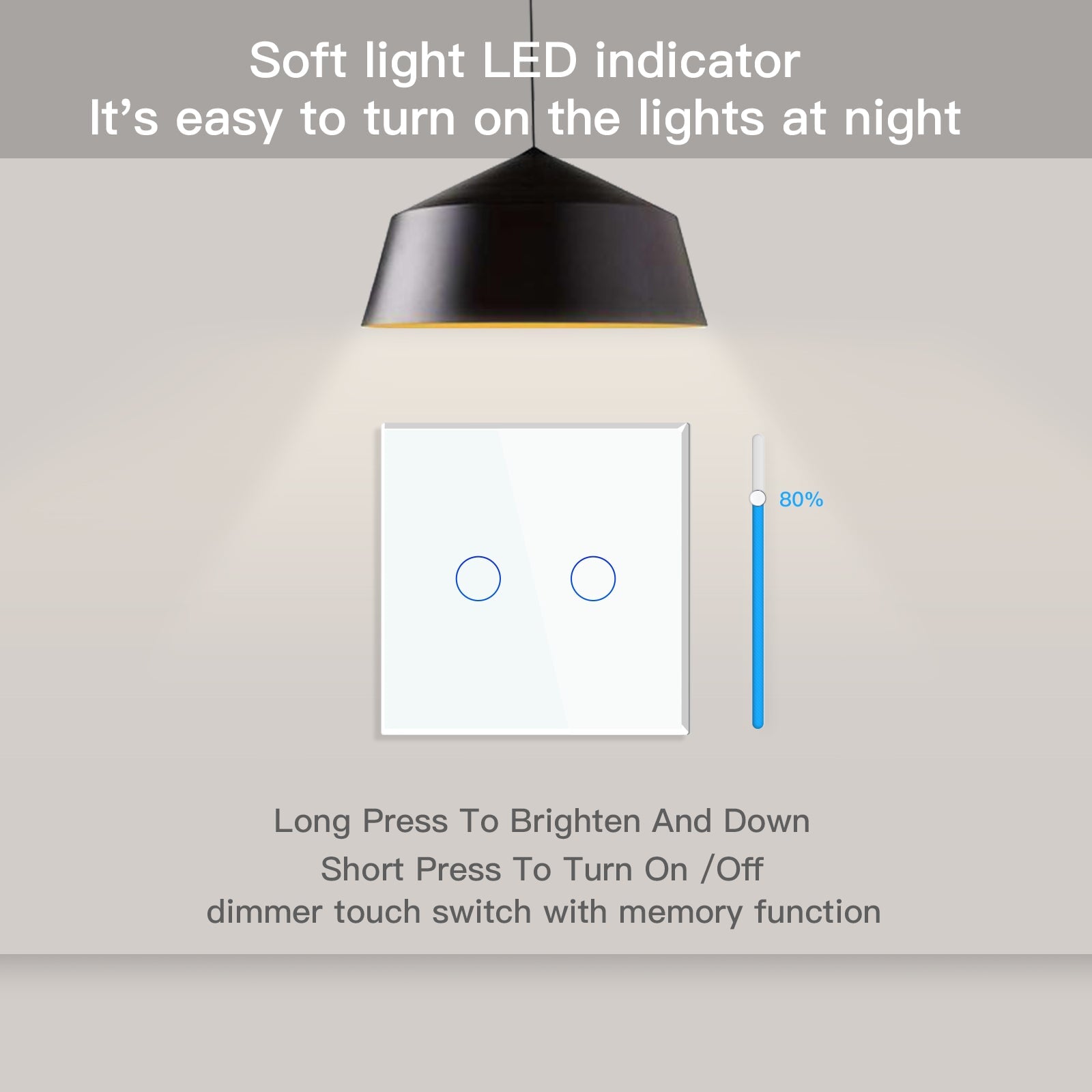 Bseed EU Standard Touch LED Dimmer 2Gang 1 Way With Crystal Glass Panel Light Switches Bseedswitch 