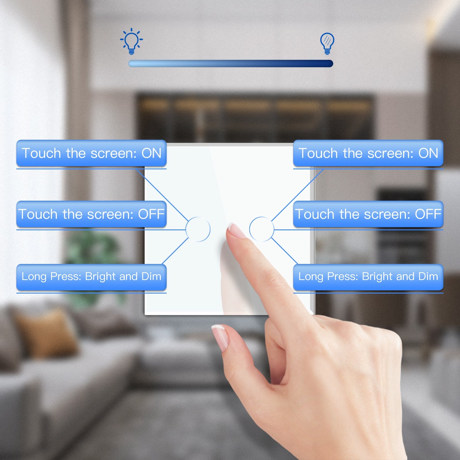 Bseed Touch Dimmer Switch 1/2 Gang 1/2 Way Light Switches Bseedswitch 