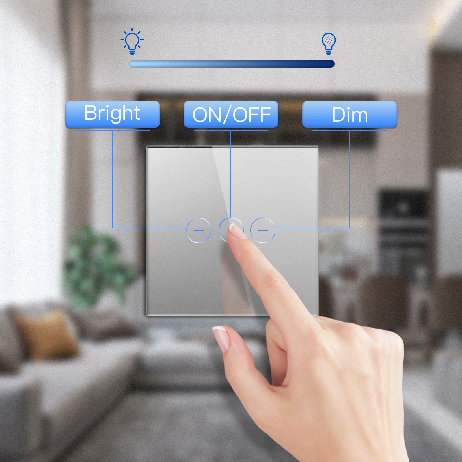 Bseed Touch Dimmer Switch 1/2 Gang 1/2 Way Light Switches Bseedswitch 