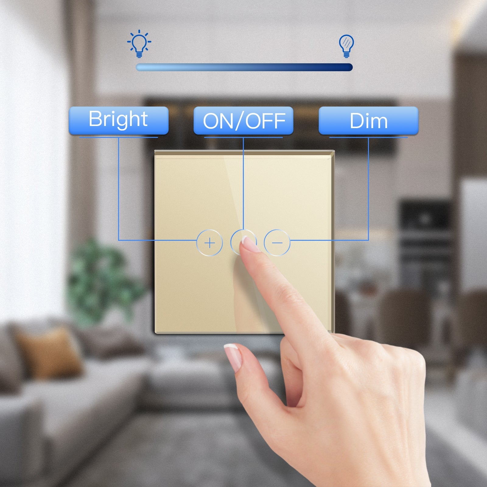 Bseed Touch Dimmer Switch 1/2 Gang 1/2 Way Light Switches Bseedswitch 