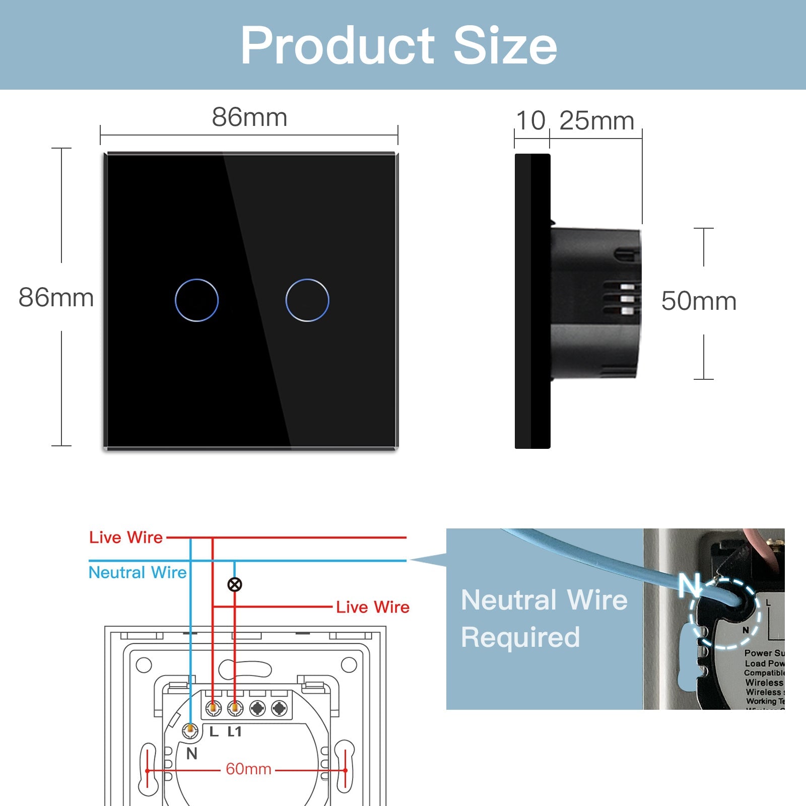 light switch inteligente Bseed Matter Wifi, interruptor de parede elétrico, interruptores de luz, Bseedswitch 