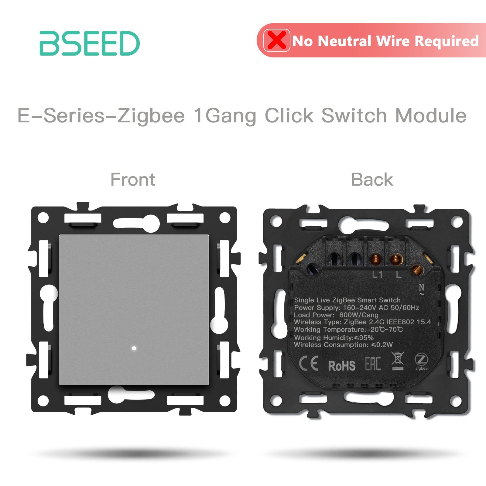 BSEED DIY Part Customized Free Combinations Mechanical Light Switch Wall Socket Insert Grey Color Crystal Glass Panel Light Switches Bseedswitch Zigbee 1 Gang Switch No Neutral 
